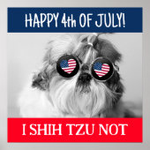 Fijne 4 juli ik shih tzu geen hond USA vlag Muur Poster (Voorkant)
