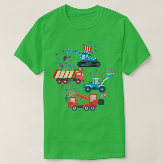 Fijne 4 juli kraanwagen bouw peuter t-shirt (Design voorkant)