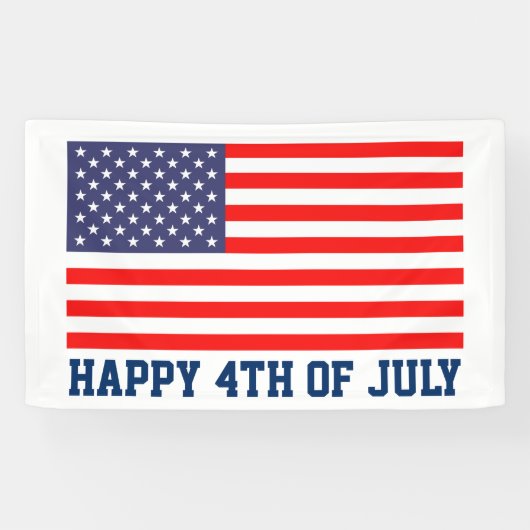 Fijne 4 juli Onafhankelijkheidsdag feestviering Spandoek (Horizontaal)