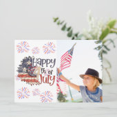Fijne 4 juli persoonlijke fotokaart feestdagenkaart (Staand voorkant)