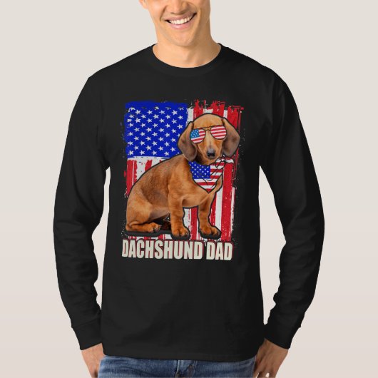 Fijne 4 juli Pride American Flag Dachshund Da T-shirt (Voorkant)