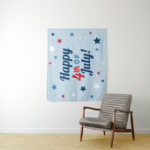 Fijne 4 juli Rode Witte en Blauwe Patriottische Wandkleed (In situ)