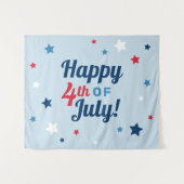 Fijne 4 juli Rode Witte en Blauwe Patriottische Wandkleed (Voorkant (horizontaal))