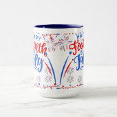 Fijne 4 juli rood blauw en wit mok (Midden)