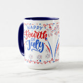 Fijne 4 juli rood blauw en wit mok (Voorkant links)