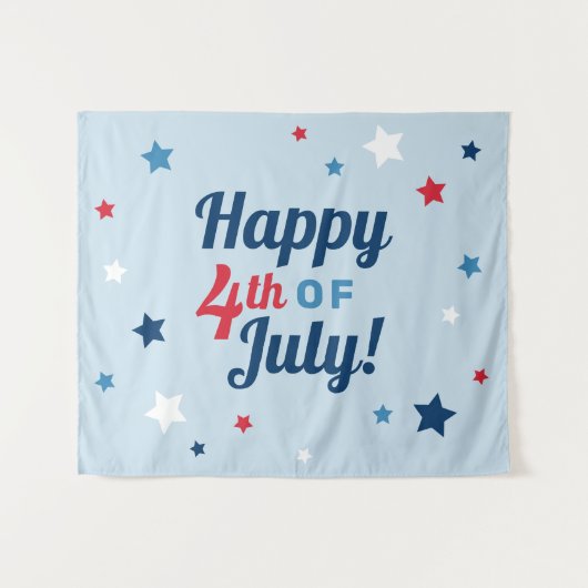 Fijne 4 juli Rood Wit en Blauw Patriottisch Wandkleed (Voorkant (horizontaal))