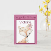 Fijne (4de) verjaardag - Tribale Fox Kaart (Gele Bloem)