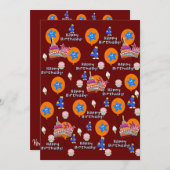 Fijne 4de verjaardag van de uitnodiging van de ver (Voorkant / Achterkant)