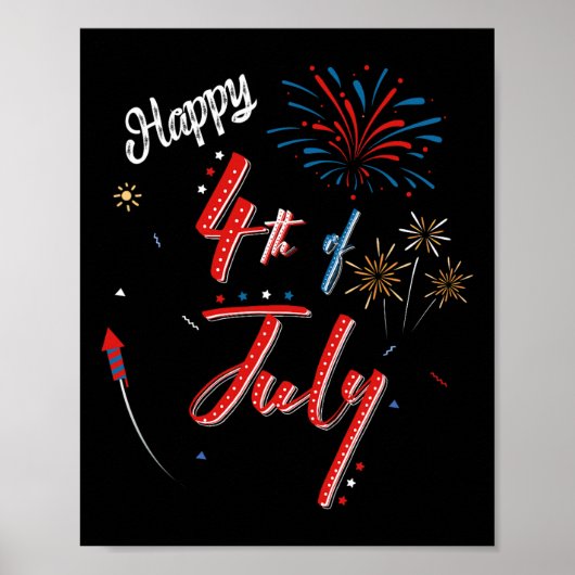 Fijne 4e Juli Coole Onafhankelijkheidsdag Mannen V Poster (Voorkant)
