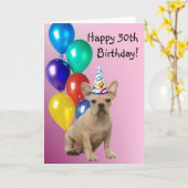 Fijne 50e verjaardag Franse Bulldog Kaart (Gele Bloem)