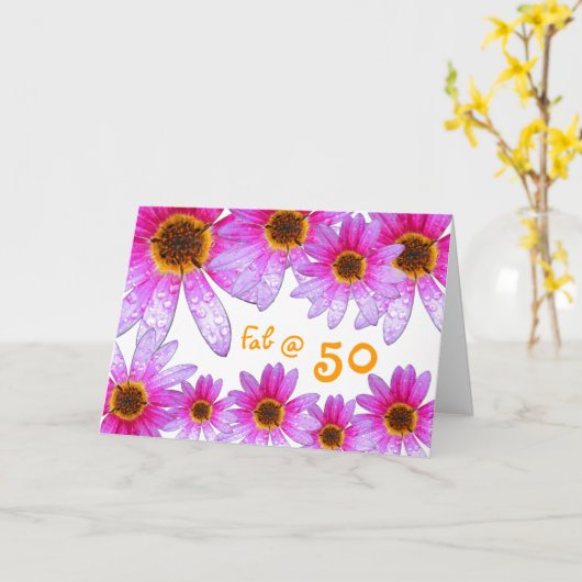 Fijne 50e verjaardag! kaart (Gele Bloem)