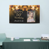 Fijne 50ste verjaardag Banner. Gold Glitter-foto Spandoek (Beurs)