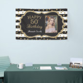 Fijne 50ste verjaardag Banner. Gold Glitter-foto Spandoek (Beurs)