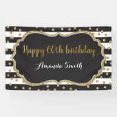 Fijne 60ste verjaardag banner. Gold Glitter Confet Spandoek (Horizontaal)