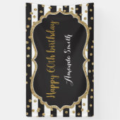 Fijne 60ste verjaardag banner. Gold Glitter Confet Spandoek (Verticaal)