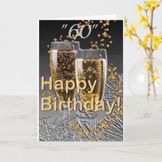 *** Fijne "60ste" VERJAARDAG! Kaart (Gele Bloem)