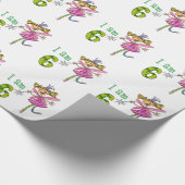 Fijne 6 verjaardag (roze prinses fee) cadeaupapier (Hoek)