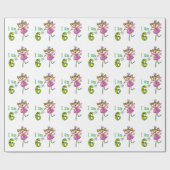 Fijne 6 verjaardag (roze prinses fee) cadeaupapier (Vlak)