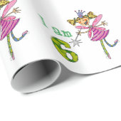 Fijne 6 verjaardag (roze prinses fee) cadeaupapier (Rol Hoek)