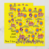 Fijne 6de verjaardag van de uitnodiging van de ver (Voorkant / Achterkant)