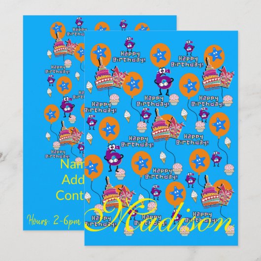 Fijne 6de verjaardag van de uitnodiging van de ver (Voorkant / Achterkant)