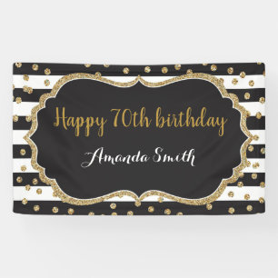 Fijne 70ste verjaardag Banner. Gold Glitter Confet Spandoek