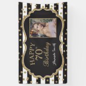 Fijne 70ste verjaardag Banner. Gold Glitter-foto Spandoek (Verticaal)