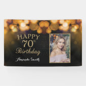 Fijne 70ste verjaardag Banner. Gold Glitter-foto Spandoek (Horizontaal)