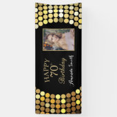 Fijne 70ste verjaardag Banner. Gold Glitter-foto Spandoek (Verticaal)