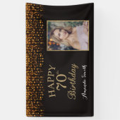 Fijne 70ste verjaardag Banner. Gold Glitter-foto Spandoek (Verticaal)