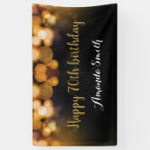 Fijne 70ste verjaardag Banner. Zwart en goudglitte Spandoek (Verticaal)
