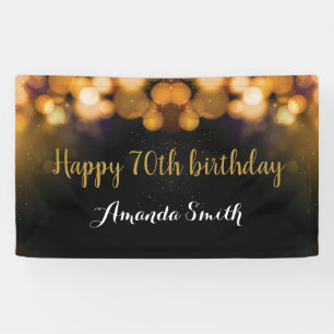 Fijne 70ste verjaardag Banner. Zwart-gouden glitte Spandoek