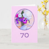 Fijne 70ste verjaardag met een bloemenschilderij kaart (Gele Bloem)