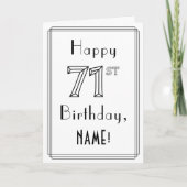 Fijne 71ste verjaardag, Art Deco Style met aangepa Kaart (Voorkant)