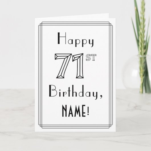 Fijne 71ste verjaardag, Art Deco Style met aangepa Kaart (Voorkant)