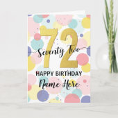 Fijne 72ste verjaardag Pastel Rainbow Gold Woman Kaart (Voorkant)