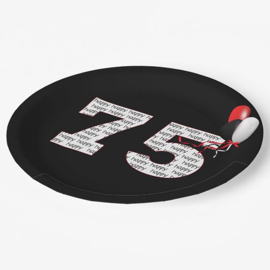 Fijne 75ste verjaardag op zwart Bord (Gekanteld)