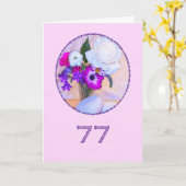 Fijne 77ste verjaardag met een bloemenschilderij kaart (Gele Bloem)