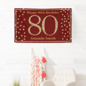 Fijne 80ste verjaardag Banner Burgundy Red Gold (Insitu)