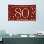 Fijne 80ste verjaardag Banner Burgundy Red Gold (Beurs)