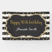 Fijne 80ste verjaardag Banner. Glitter-Confetti Spandoek (Horizontaal)