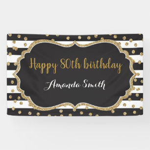 Fijne 80ste verjaardag Banner. Glitter-Confetti Spandoek