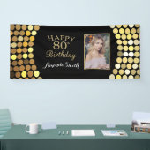 Fijne 80ste verjaardag banner. Gold Glitter-foto Spandoek (Beurs)