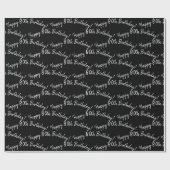 Fijne 80ste verjaardag op zwarte dag cadeaupapier (Vlak)