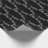 Fijne 80ste verjaardag op zwarte dag cadeaupapier (Hoek)