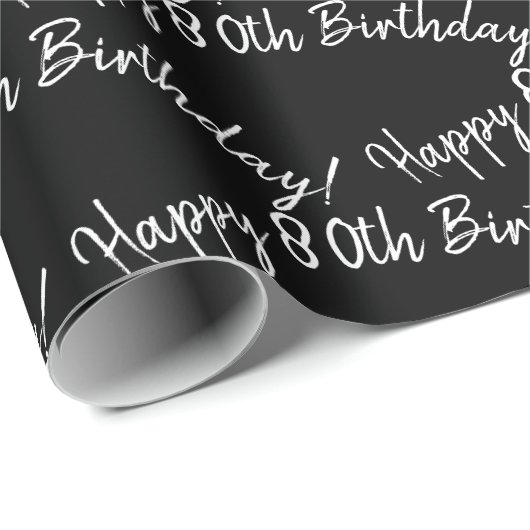 Fijne 80ste verjaardag op zwarte dag cadeaupapier (Rol Hoek)