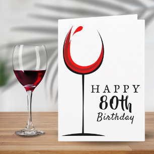 Fijne 80ste verjaardag Red Wine Glass Birthday Kaart