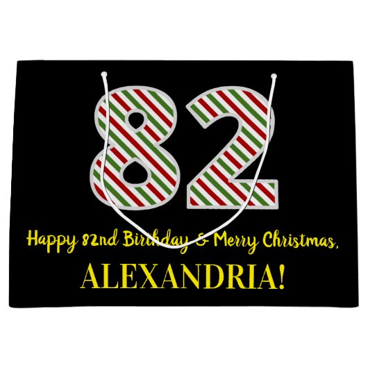 Fijne 82e verjaardag & prettige kerst, aangepaste groot cadeauzakje (Voorkant)