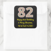 Fijne 82e verjaardag & prettige kerst, aangepaste  vierkante sticker (Tas)