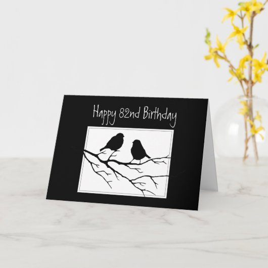 Fijne 82ste, 82ste, Birthday Twee Vogels Kaart (Gele Bloem)
